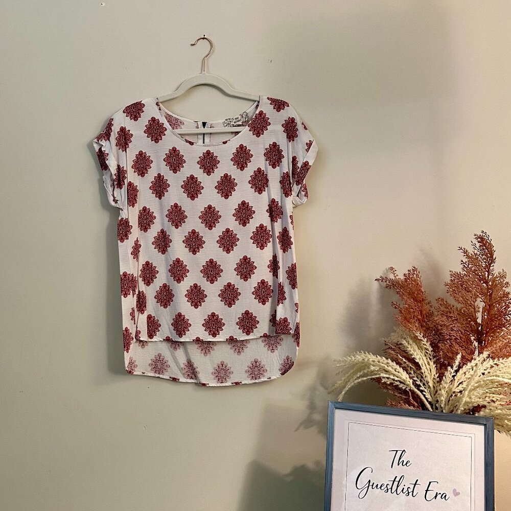 Pink Republic Diamond Pattern Blouse with Back Zipper Top
